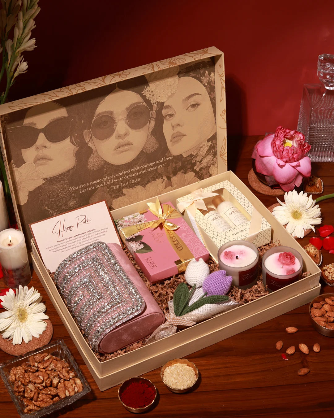 The Luxe Affair Hamper in Nysa Pink by The Tan Clan, featuring a stylish pink fabric hamper with decorative handles.