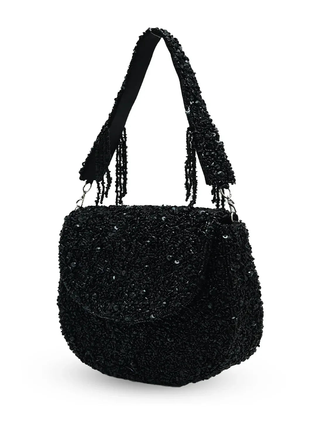 Amy black flap-over bag by The Tan Clan, stylish and spacious flap bag with a sleek design and top handle for everyday use.