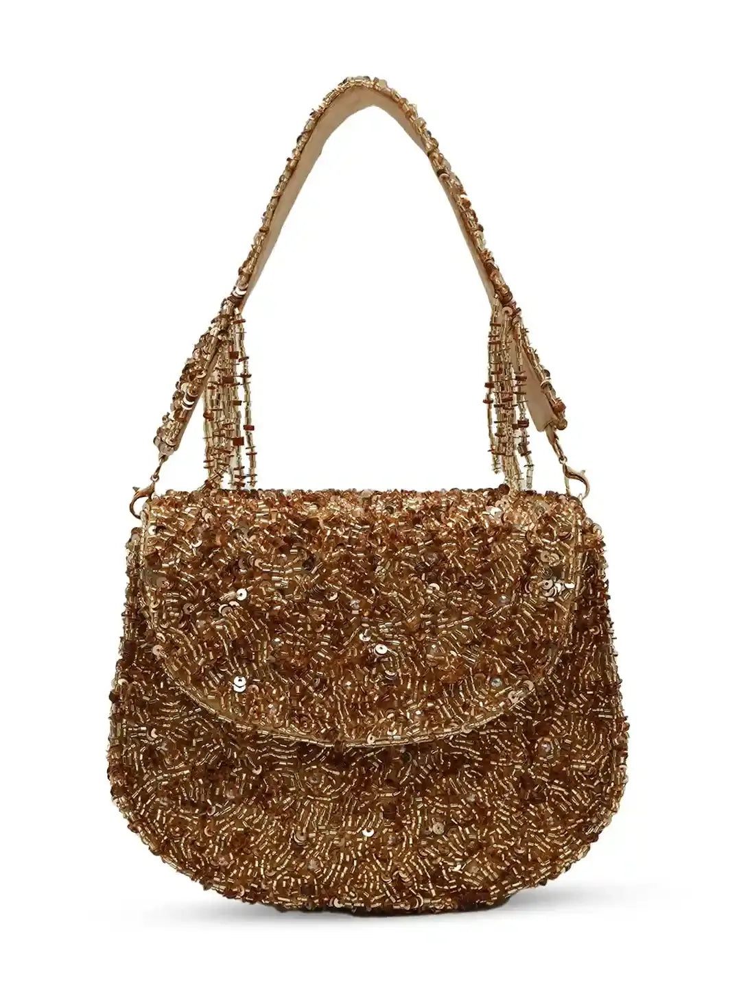 Amy Gold Flap Over Bag from The Tan Clan, stylish flap bag with gold accents, featuring a sleek design and adjustable strap.