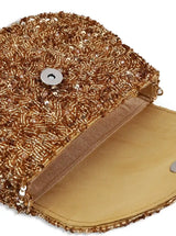 Amy Gold Flap Over Bag by The Tan Clan, stylish flap bag with gold accents and adjustable strap, displayed on a neutral background.