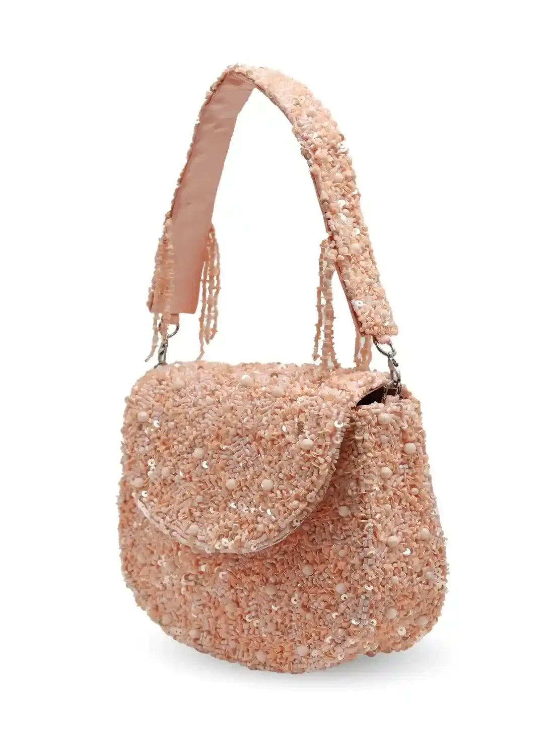 The Tan Clan Amy Peach Flap Over Bag featuring a stylish flap closure and soft peach-colored leather for a chic look.
