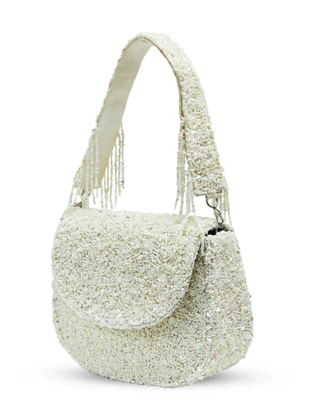 Amy White flap-over bag from The Tan Clan, stylish flap bag with a sleek design and a top handle, perfect for everyday use.