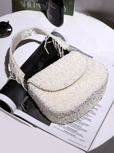 Amy White Flap Over Bag from The Tan Clan, stylish leather flap bag with a sleek design and secure flap closure.