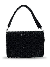 Claire Black Flap Over Bag from The Tan Clan, stylish leather flap bag with adjustable strap and spacious interior.
