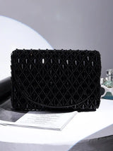 Black Claire Flap Over Bag by The Tan Clan, stylish flap bag with a sleek design and top handle, perfect for everyday use.