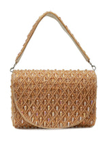 Claire Gold Flap Over Bag from The Tan Clan, stylish leather flap bag with gold accents and fold-over closure.