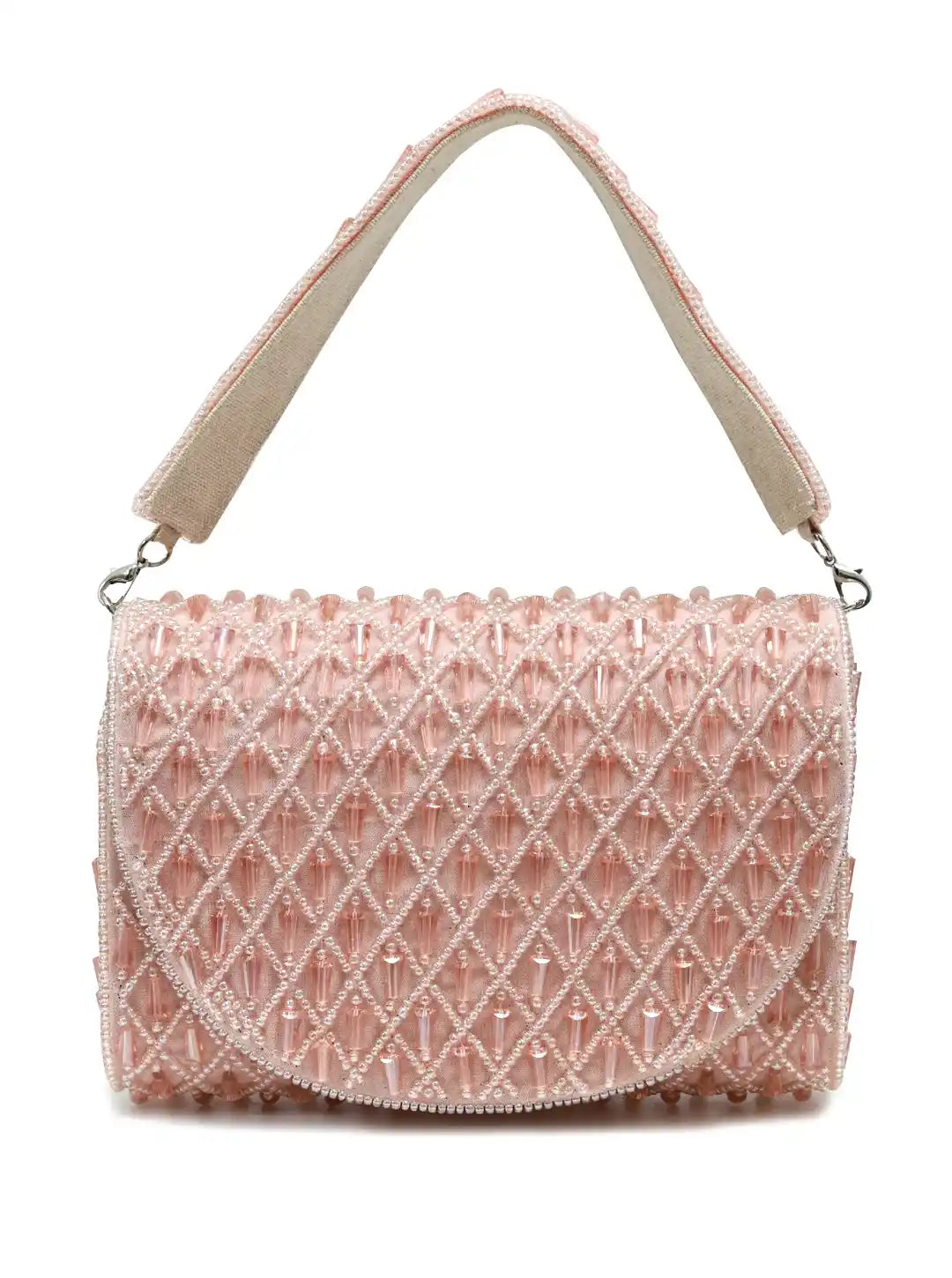 Pink Claire Flap Over Bag by The Tan Clan featuring a stylish flap closure and spacious interior for everyday use.