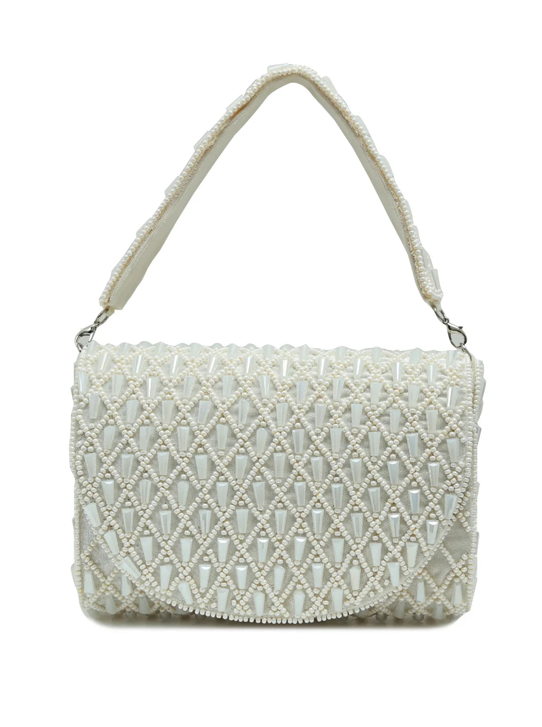 Claire White Flap Over Bag by The Tan Clan, stylish white flap bag with top handle and sleek design, perfect for everyday use.