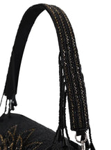 Eva Black Flap Over Bag from The Tan Clan, stylish black leather flap bag with gold-tone hardware and adjustable strap.