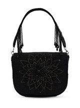 Eva Black Flap Over Bag from The Tan Clan, stylish flap bag with sleek black leather and gold-tone hardware, front flap closure.