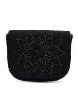Eva Black Flap Over Bag by The Tan Clan, stylish black flap bag with a sleek design and top handle for versatile use.