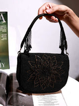 Eva black flap-over bag from The Tan Clan, stylish leather flap bag with sleek design and top handle, perfect for everyday use.