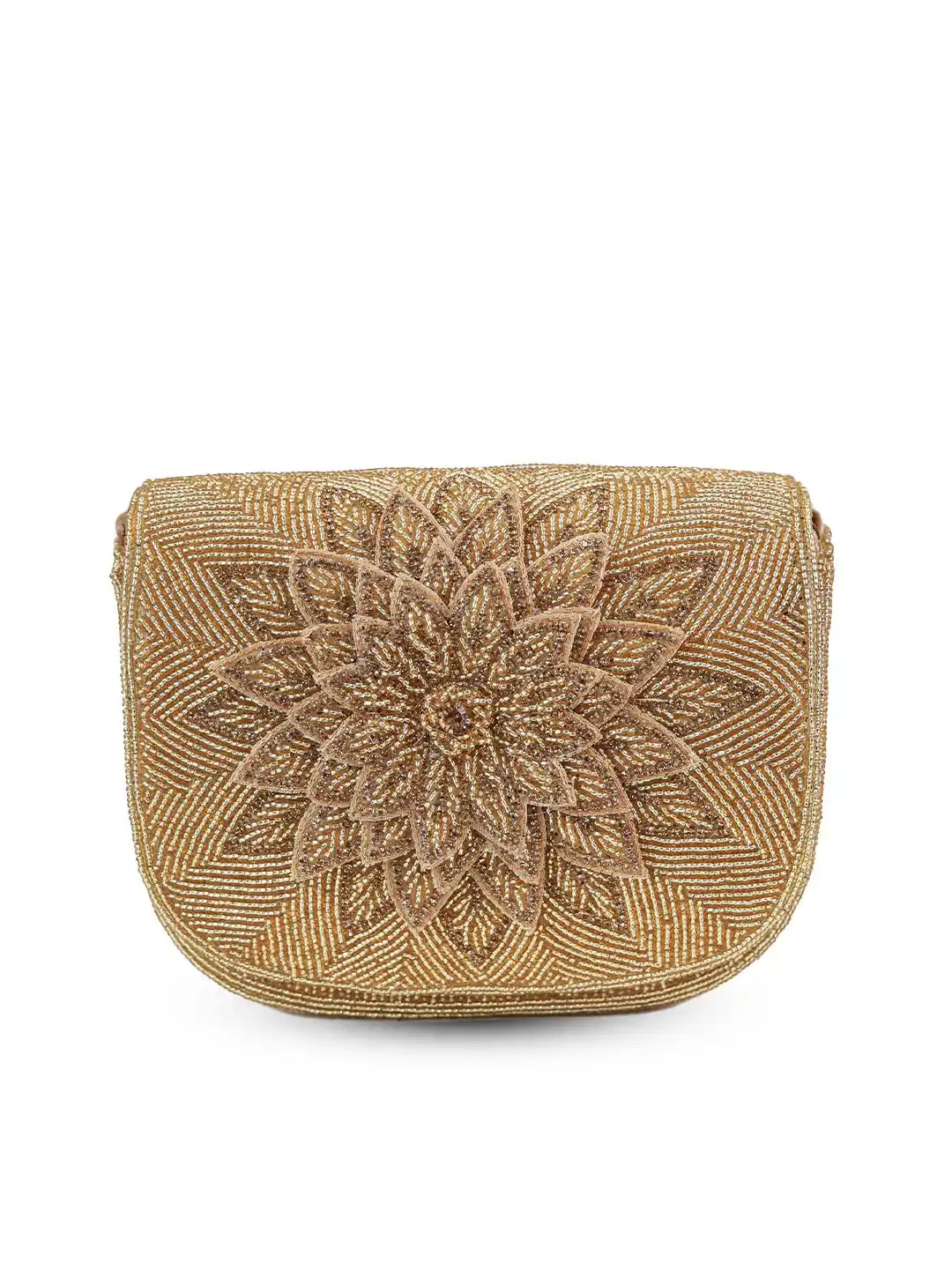 Eva Gold Flap Over Bag from The Tan Clan, stylish flap bag with gold accents, featuring a sleek design and structured silhouette.
