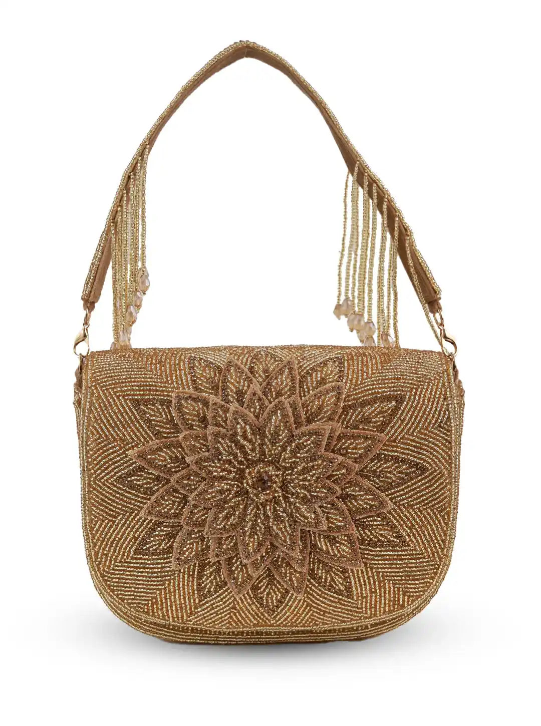 Eva Gold Flap Over Bag by The Tan Clan, stylish flap bag with gold accents, featuring a sleek design and adjustable strap.