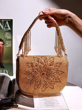 Eva Gold Flap Over Bag from The Tan Clan, stylish flap bag with gold accents, featuring a sleek design and spacious interior.