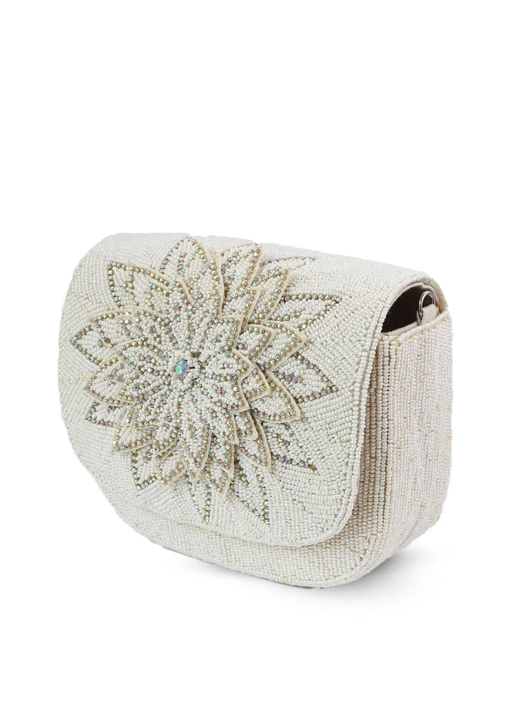 Eva White Flap Over Bag from The Tan Clan, stylish white flap bag with sleek design and adjustable strap on a neutral background.