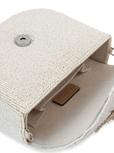 Eva White Flap Over Bag by The Tan Clan, stylish flap bag with a sleek white design and top handle for everyday use.