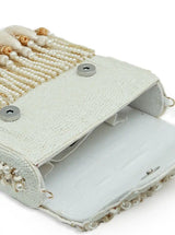 The Tan Clan Jena embellished flap over bag with detailed embroidery and gold-tone hardware on a stylish handbag.