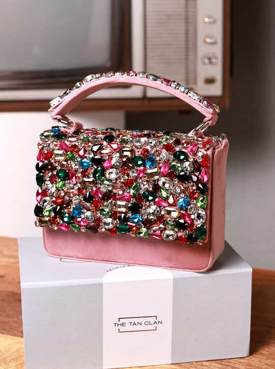 Pink Kylie Flap Over Bag from The Tan Clan, stylish flap bag with a sleek design and top handle, perfect for everyday use.