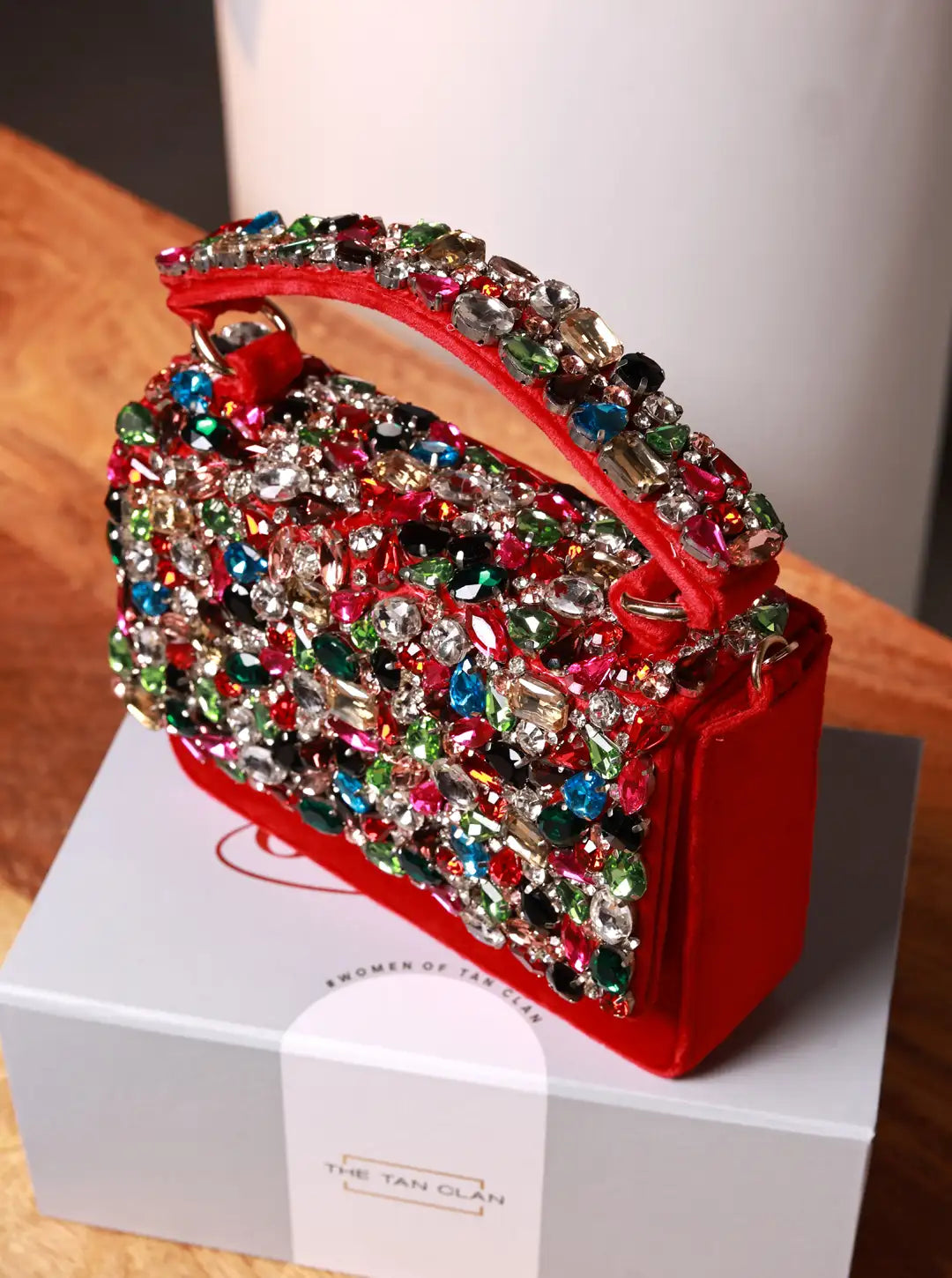Red Kylie Flap Over Bag from The Tan Clan featuring a stylish flap closure and spacious interior.