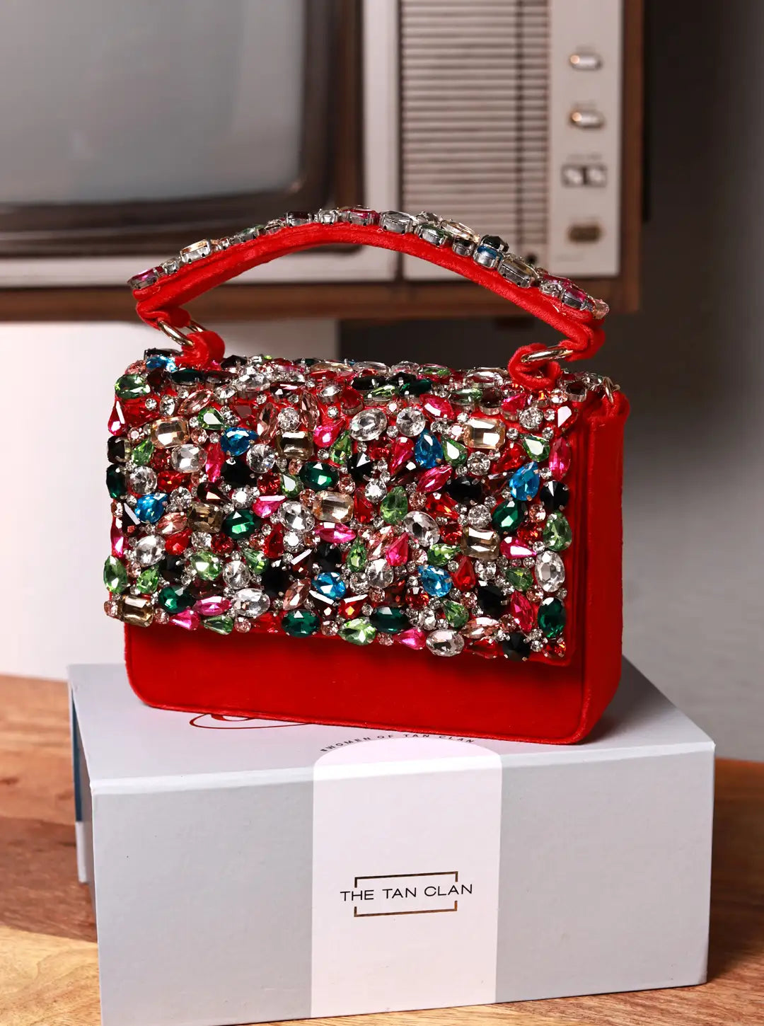 Kylie Red Flap Over Bag by The Tan Clan, stylish flap bag with a bold red color and sleek design, perfect for everyday use.