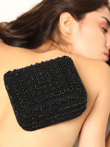 Black Megan Flap Over Bag by The Tan Clan featuring a sleek flap closure and stylish design.