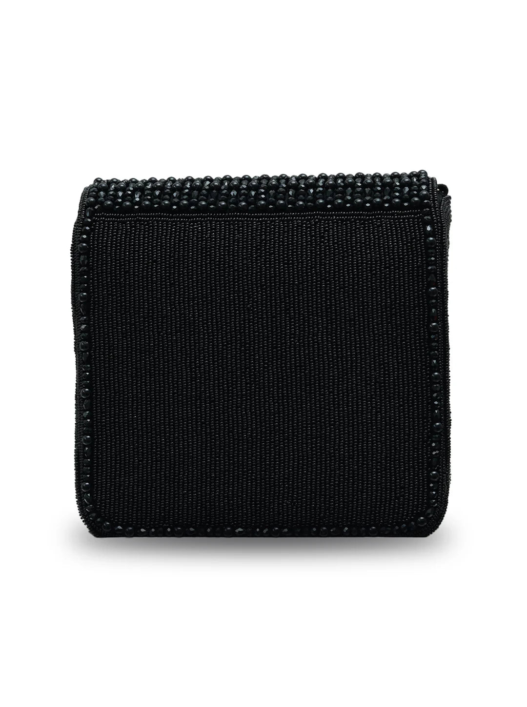 Mira Black Flap Over Bag by The Tan Clan featuring a stylish flap design and sleek black leather finish.