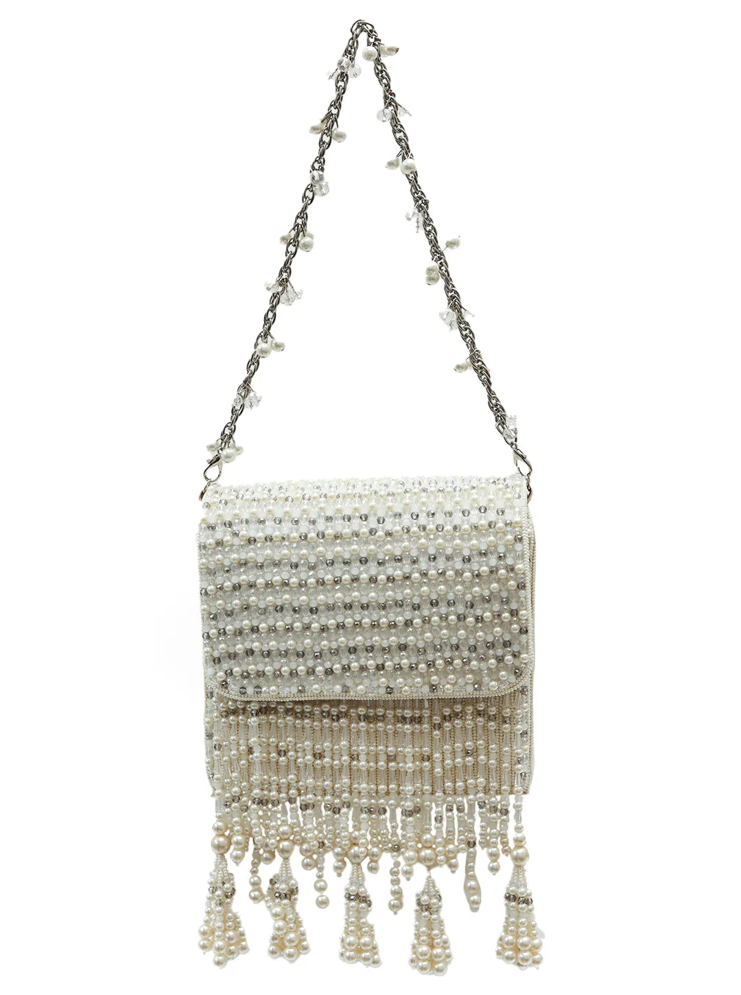 Mira White Flap Over Bag by The Tan Clan, stylish flap bag with sleek white leather and gold-tone hardware on a plain background.