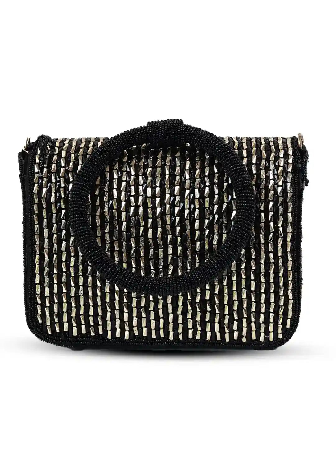Sylvie black flap over bag by The Tan Clan, stylish leather handbag with flap closure and adjustable strap.