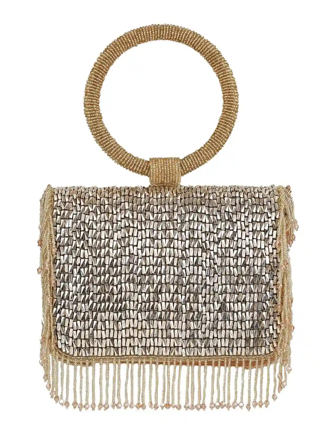 Gold flap-over bag from The Tan Clan's Sylvie Flap Bags collection, featuring a stylish flap closure and elegant design.