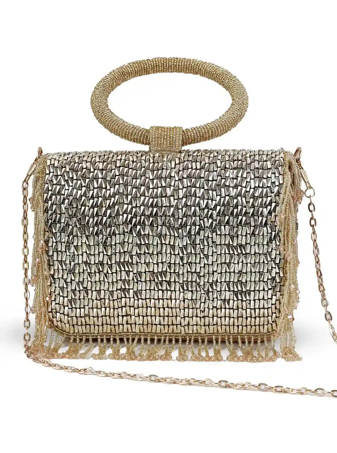 Sylvie Gold Flap Over Bag by The Tan Clan, stylish women's flap bag with gold-tone hardware and sleek design.