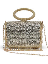 Sylvie Gold Flap Over Bag by The Tan Clan, stylish women's flap bag with gold-tone hardware and sleek design.