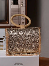Sylvie Gold Flap Over Bag from The Tan Clan, stylish flap bag with gold accents, featuring a sleek design and structured silhouette.