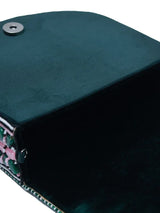 Pink Asma Green Flap Over Bag with Handle by The Tan Clan, featuring a stylish flap closure and top handle for versatile carrying.