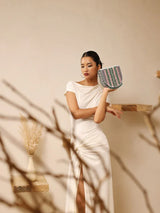 Pink Asma Green Flap Over Bag with Handle by The Tan Clan, featuring a stylish design and secure flap closure.