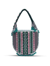 Pink Asma Green Flap Over Bag with Handle by The Tan Clan, featuring a stylish design and top handle for versatile carry.