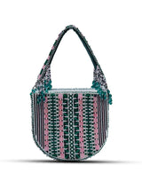 Pink Asma Green Flap Over Bag with Handle from The Tan Clan, featuring a stylish design and a top handle for versatile carry.