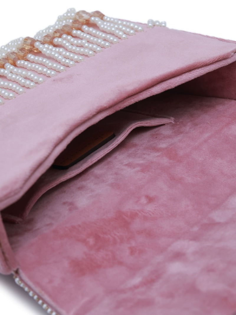 Pink Kiara Flap Over Bag with Handle by The Tan Clan, showcasing a stylish handbag with a flap closure and top handle.