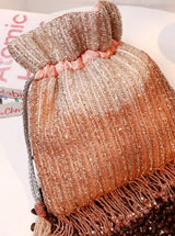 Aarna pink potli bag from The Tan Clan with decorative tie closure and traditional design, perfect for festive occasions.