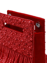 White Ruby Embellished Flap Over Clutch Bag by The Tan Clan with sparkling ruby accents and elegant design