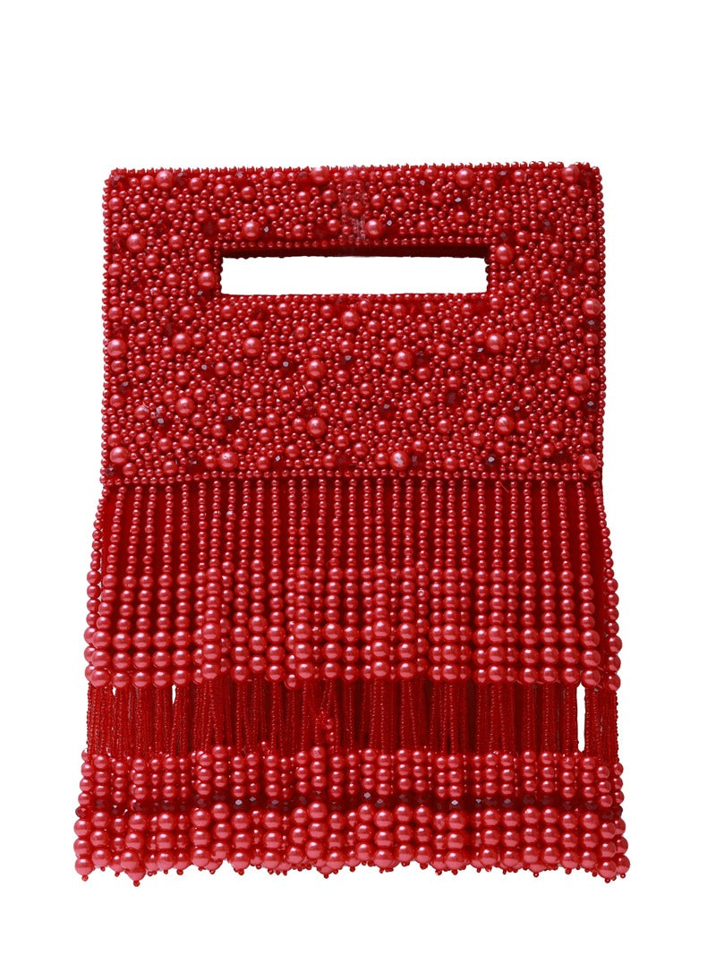 White Ruby Embellished Flap Over Clutch Bag by The Tan Clan with sparkling ruby accents and elegant design